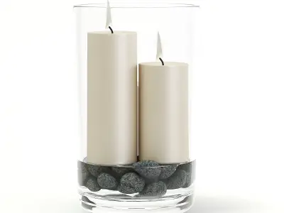 Candlesticks in Glass Vase 3D model