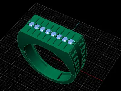 Print Ready STL 3DM  Gents Rings Diamond Men Ring  3D print model