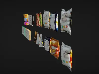 Snack food packaging Low-poly 3D model