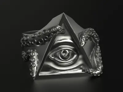 All Seeing Eye Triangle Ring 3D print model