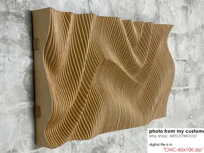 Parametric Wavy Wooden Wall Decor - 25 - CNC files for cutting 3D model