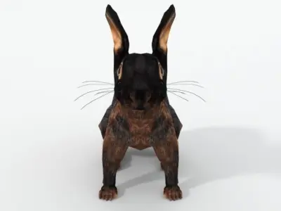 Tan Rabbit Low-poly 3D model