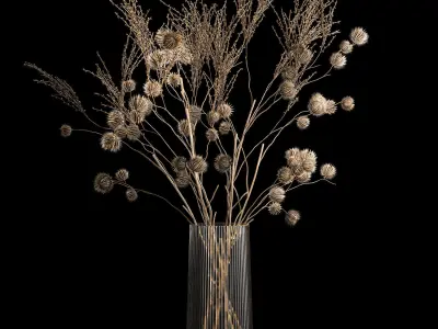 Set Of Bouquets Of Dried Flowers And Pampas Grass 280 3D model