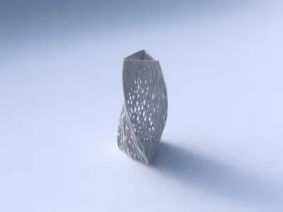 Vase twist triangle with fine organic lattice 3D print model