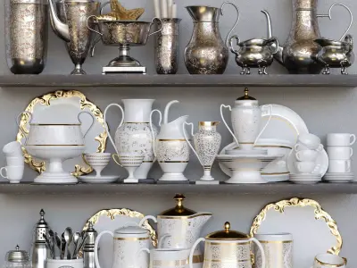 Set-196 silverware on shelf 3D model