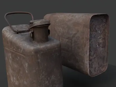 Canister two rusty cans Low-poly 3D model