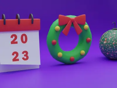 Toon Christmas New Year Pack Low-poly 3D model