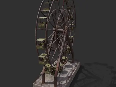 Abandoned Ferris Wheel PBR Low-poly 3D model