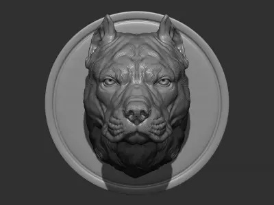 Pitbull gloomy head 3D print model