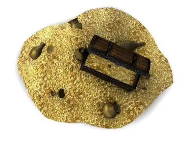 Treasure with coins and chest Low-poly 3D model