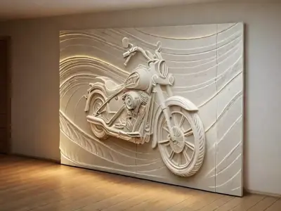 modern panel wall decor set relief stl mural CNC 158 3D model