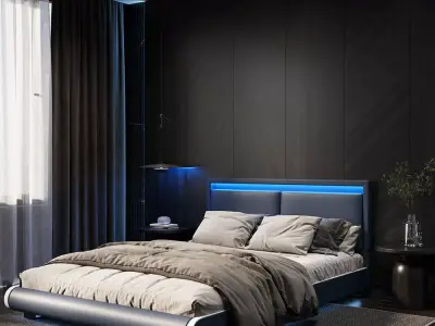 Futuristic Upholstered Bed 3D model