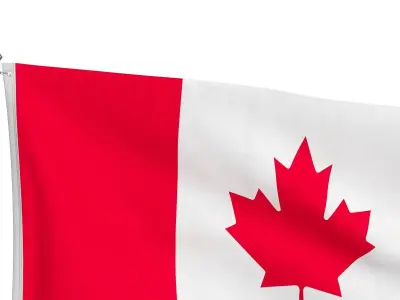 Canada Flag High Flagpole 3D model