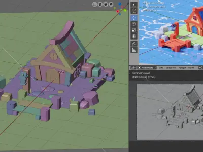 House in the sea Free low-poly 3D model