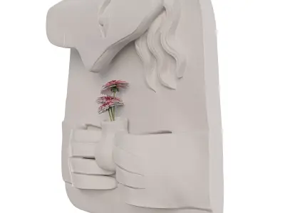 Wall Mounted Abstract Sculpture - Minimalist Stone Figure Low-poly 3D model