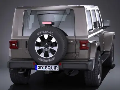 LowPoly Jeep Wrangler Sahara 2018 Low-poly 3D model