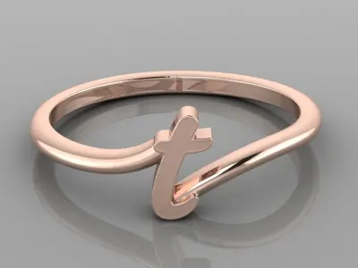 Alphabet Ring T 3D print model