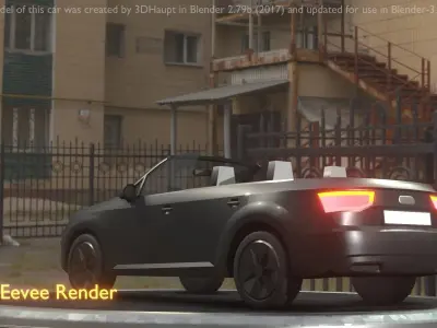 City Car 6 SUV Cabrio Open Type-B Black  Low-poly 3D model