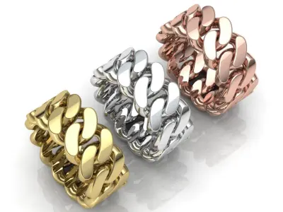 Cuban Link Chain Ring 10 mm Wide - DIFERENT SIZES 3D print model