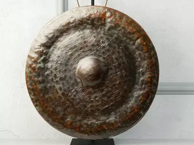 19th Century Laos Bronze Gong 2 3D model
