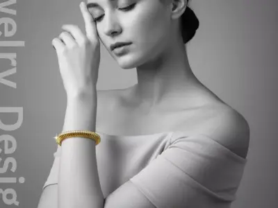 Ethereal Diamond Feather BANGLE 3D print model