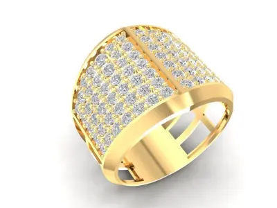 Luxury Wide Pave Diamond Grid Ring for Men  1132 3D print model