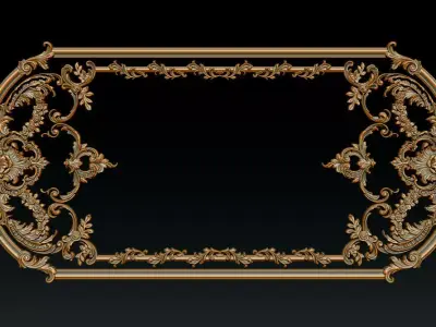 Ornamental Relief CNC Model for Wooden Doors and Wall Panels 1B 3D print model