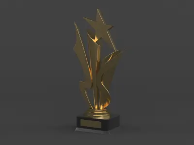 Gold Trophy Cups 3D model 16