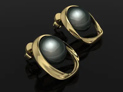 Pearl Earring  Jewelry Gold  3D print model