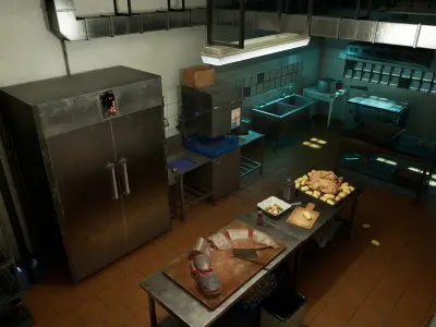 Post Soviet Restaurant Kitchen  - UE5 Low-poly 3D model
