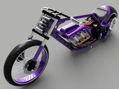 motorbike custom electro engines 3D model
