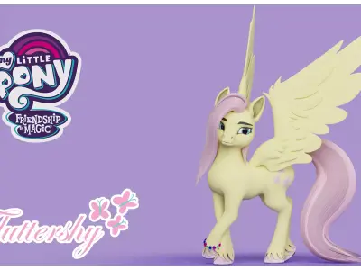 Stylized Fluttershy from My Little Pony G4 Low-poly 3D model