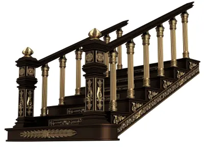 Carved Stair 05 Black Low-poly 3D model