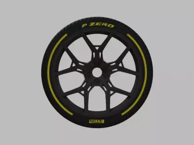 Miniature Vossen HF-5 Rim and Tire - 3D Print - No Textures 3D print model