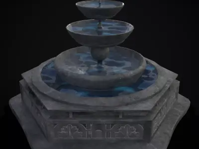 Hexagon Multi Level Fountain Low-poly 3D model