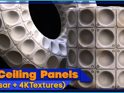 6 Ceiling Panels SBSAR - 4K Textures 3D model