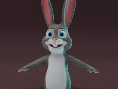 Cartoon Rabbit 3D Model Low-poly 3D model