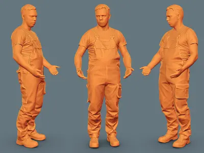 Foreman in Overalls at a Loss of Words 3D model