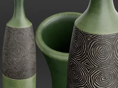Decorative Pots Low-poly 3D model