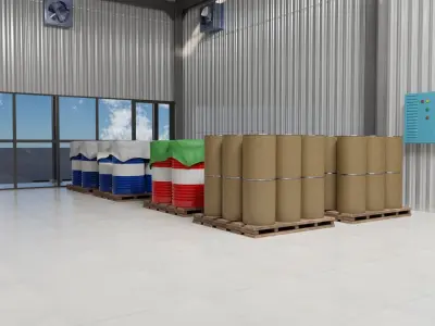 Warehouse industrial building Low-poly 3D model