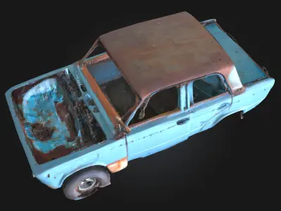 Rusty Blue Relic  Weathered Beauty of Forgotten Machinery 3D model
