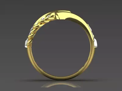 Chain Dance in Two-Tone Gold stl 3dm ring gr0142 3D print model