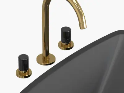 MAESTROBATH Sink - Faucet - Marble 3-Hole Luxury Bathroom Faucet 3D model