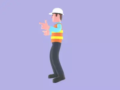Stylized 3D Male Architect Character - Cartoon Finger Gun Pose 3D model