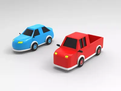 Cars-pickup truck and race car 3D print model