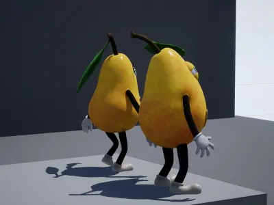 Low-Poly game-ready animated 3D model Pear Characters Low-poly 3D model