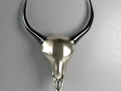 Deco Antler Scull Rose Gold Low-poly 3D model