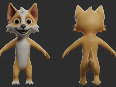 Dog Cartoon Low-poly 3D model