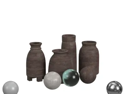 Indian wood vessel collection 3D model