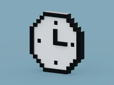 Voxel Black Clock Low-poly 3D model
